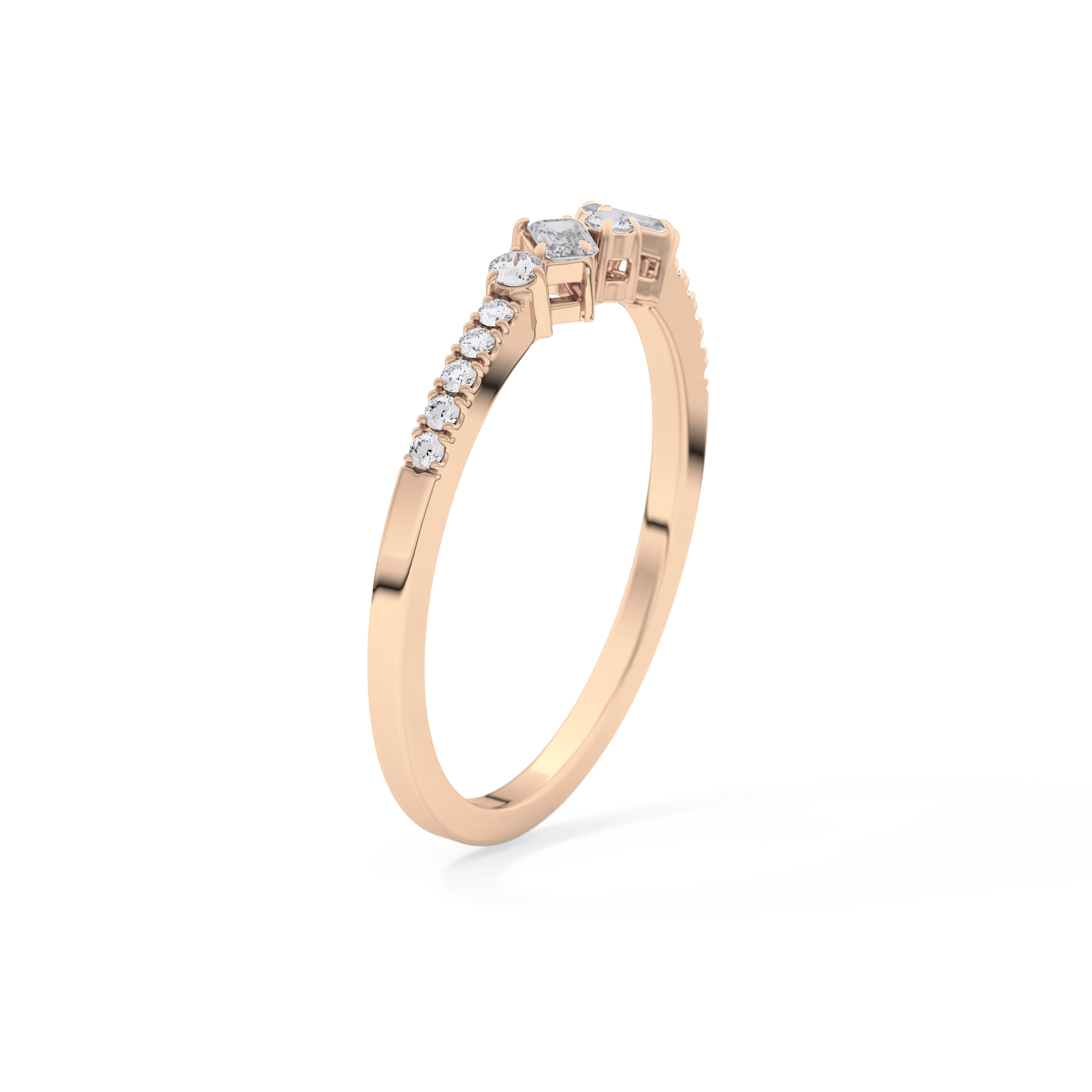 Multi Stones Wedding Band with 0.3 TCW Round and Emerald Cut Moissanite – Yellow, White, or Rose Gold