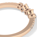 Multi Stones Wedding Band with 0.3 TCW Round and Emerald Cut Moissanite – Yellow, White, or Rose Gold