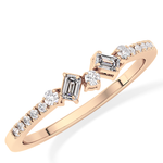 Multi Stones Wedding Band with 0.3 TCW Round and Emerald Cut Moissanite – Yellow, White, or Rose Gold
