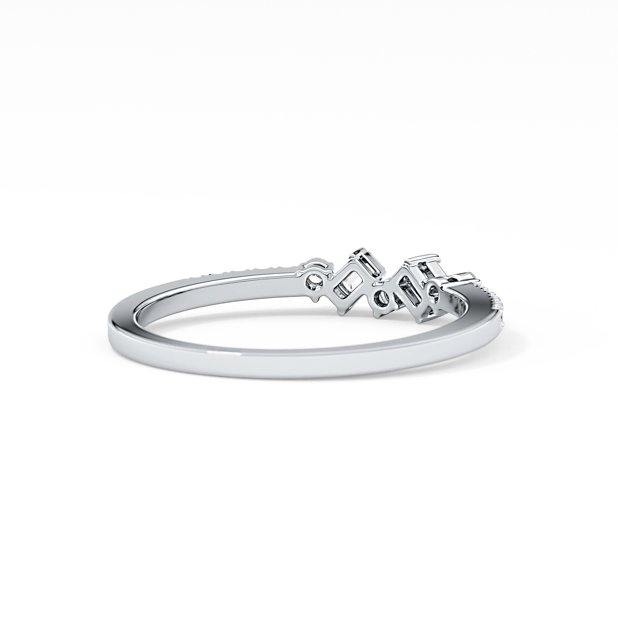 Multi Stones Wedding Band with 0.3 TCW Round and Emerald Cut Moissanite – Yellow, White, or Rose Gold