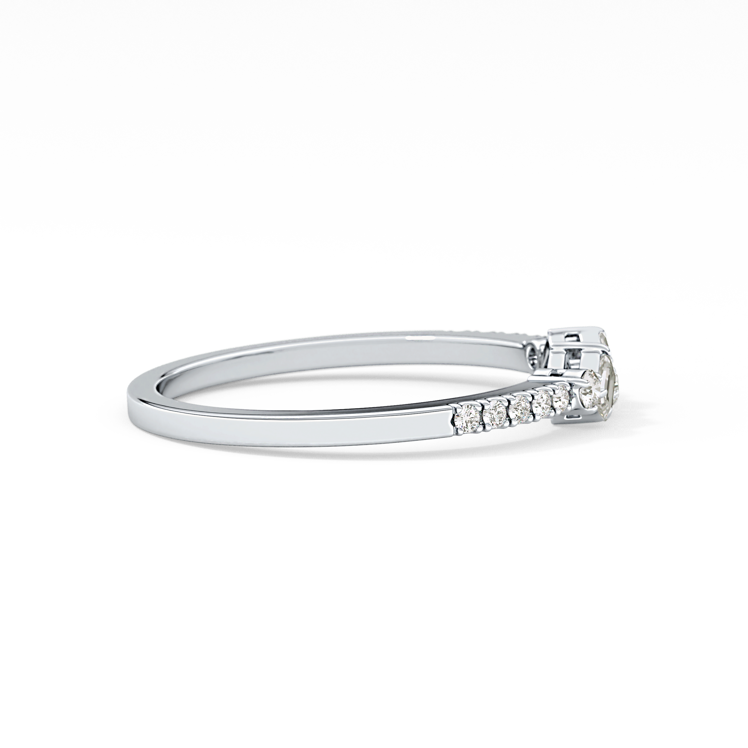 Multi Stones Wedding Band with 0.3 TCW Round and Emerald Cut Moissanite – Yellow, White, or Rose Gold