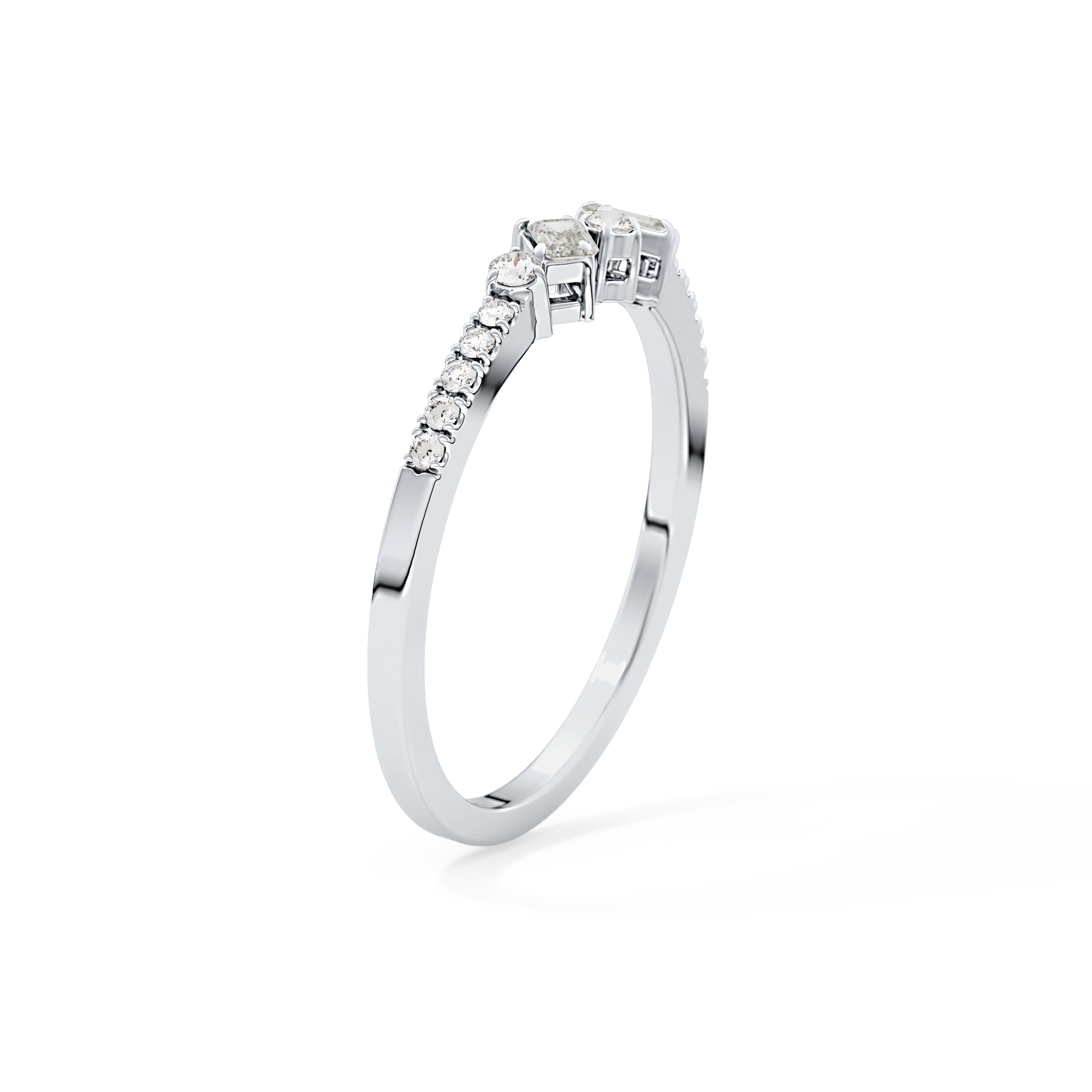 Multi Stones Wedding Band with 0.3 TCW Round and Emerald Cut Moissanite – Yellow, White, or Rose Gold