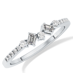 Multi Stones Wedding Band with 0.3 TCW Round and Emerald Cut Moissanite – Yellow, White, or Rose Gold