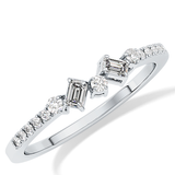 Multi Stones Wedding Band with 0.3 TCW Round and Emerald Cut Moissanite – Yellow, White, or Rose Gold