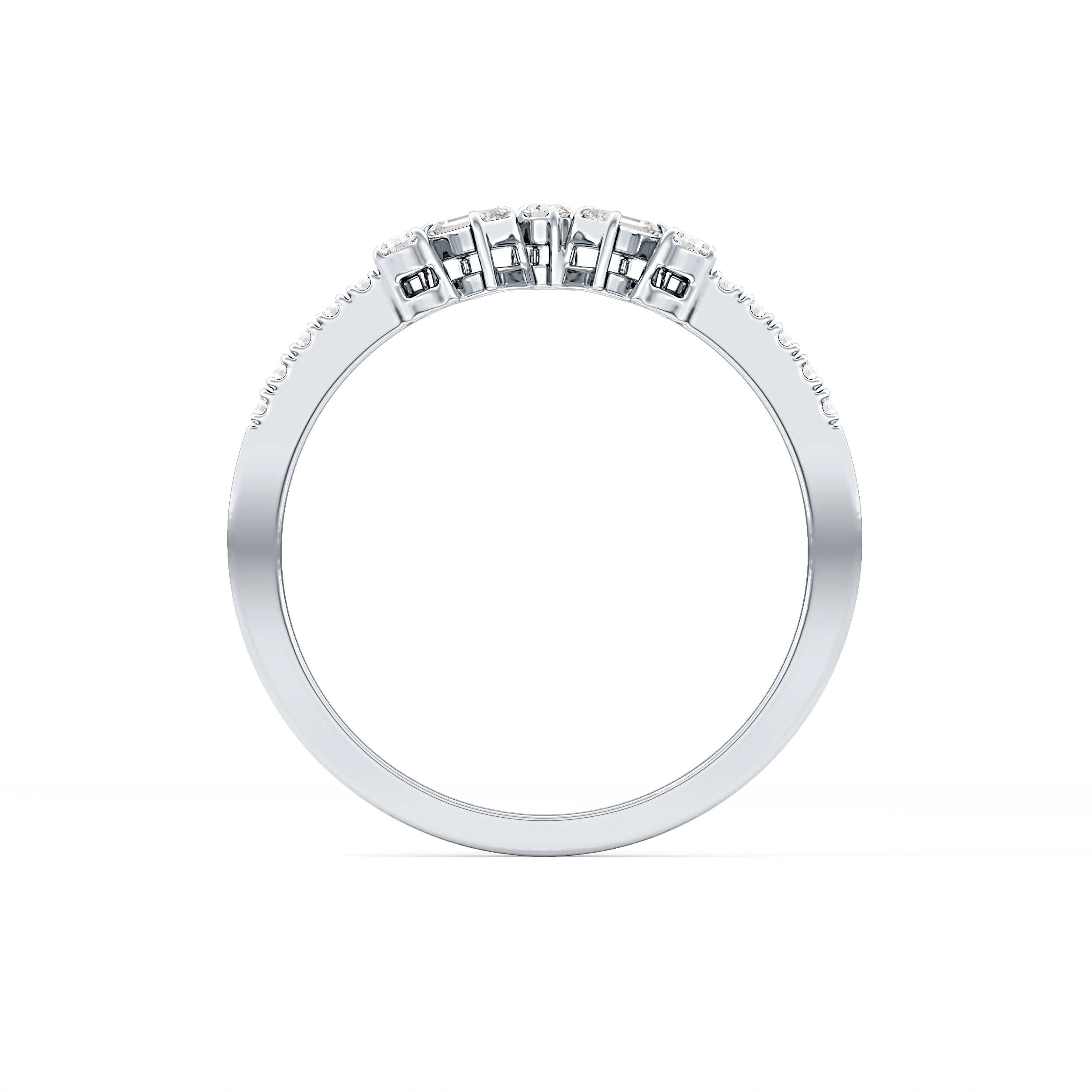 Multi Stones Wedding Band with 0.3 TCW Round and Emerald Cut Moissanite – Yellow, White, or Rose Gold