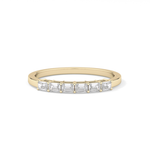 Semi Pave Wedding Band with 0.42 TCW Emerald Cut Moissanite – Yellow, White, or Rose Gold