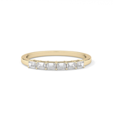 Semi Pave Wedding Band with 0.42 TCW Emerald Cut Moissanite – Yellow, White, or Rose Gold
