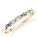 Semi Pave Wedding Band with 0.42 TCW Emerald Cut Moissanite – Yellow, White, or Rose Gold