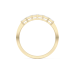Semi Pave Wedding Band with 0.42 TCW Emerald Cut Moissanite – Yellow, White, or Rose Gold