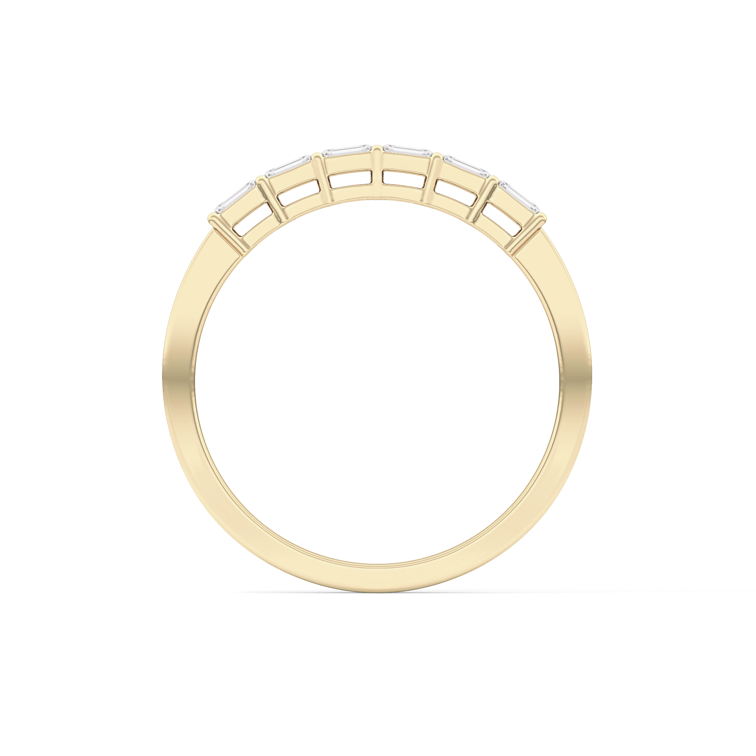 Semi Pave Wedding Band with 0.42 TCW Emerald Cut Moissanite – Yellow, White, or Rose Gold