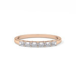Semi Pave Wedding Band with 0.42 TCW Emerald Cut Moissanite – Yellow, White, or Rose Gold