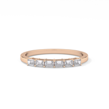 Semi Pave Wedding Band with 0.42 TCW Emerald Cut Moissanite – Yellow, White, or Rose Gold