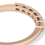 Semi Pave Wedding Band with 0.42 TCW Emerald Cut Moissanite – Yellow, White, or Rose Gold