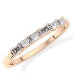 Semi Pave Wedding Band with 0.42 TCW Emerald Cut Moissanite – Yellow, White, or Rose Gold