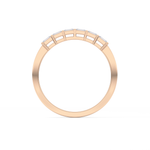 Semi Pave Wedding Band with 0.42 TCW Emerald Cut Moissanite – Yellow, White, or Rose Gold