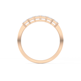 Semi Pave Wedding Band with 0.42 TCW Emerald Cut Moissanite – Yellow, White, or Rose Gold