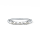 Semi Pave Wedding Band with 0.42 TCW Emerald Cut Moissanite – Yellow, White, or Rose Gold
