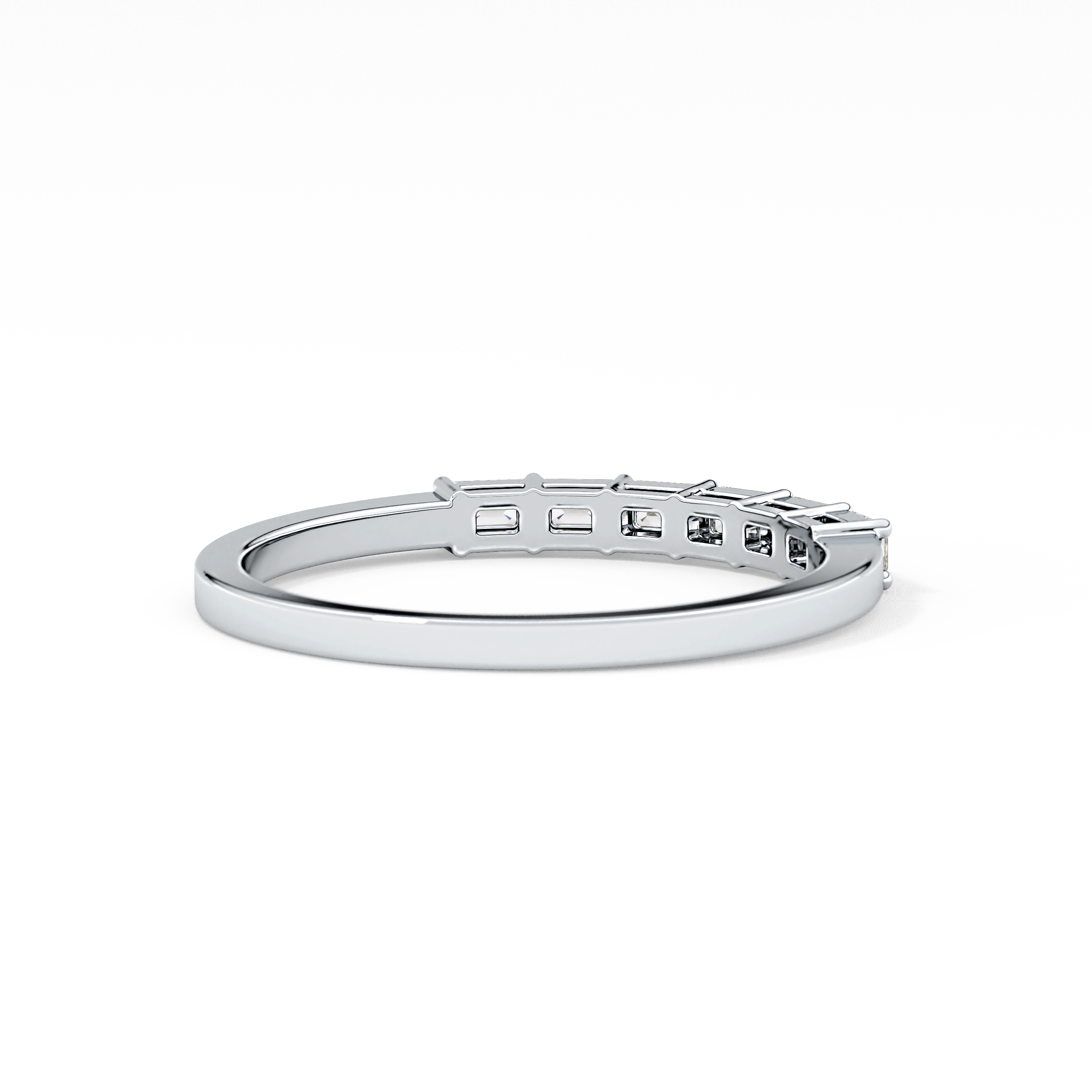 Semi Pave Wedding Band with 0.42 TCW Emerald Cut Moissanite – Yellow, White, or Rose Gold