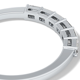 Semi Pave Wedding Band with 0.42 TCW Emerald Cut Moissanite – Yellow, White, or Rose Gold