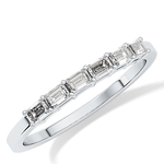 Semi Pave Wedding Band with 0.42 TCW Emerald Cut Moissanite – Yellow, White, or Rose Gold