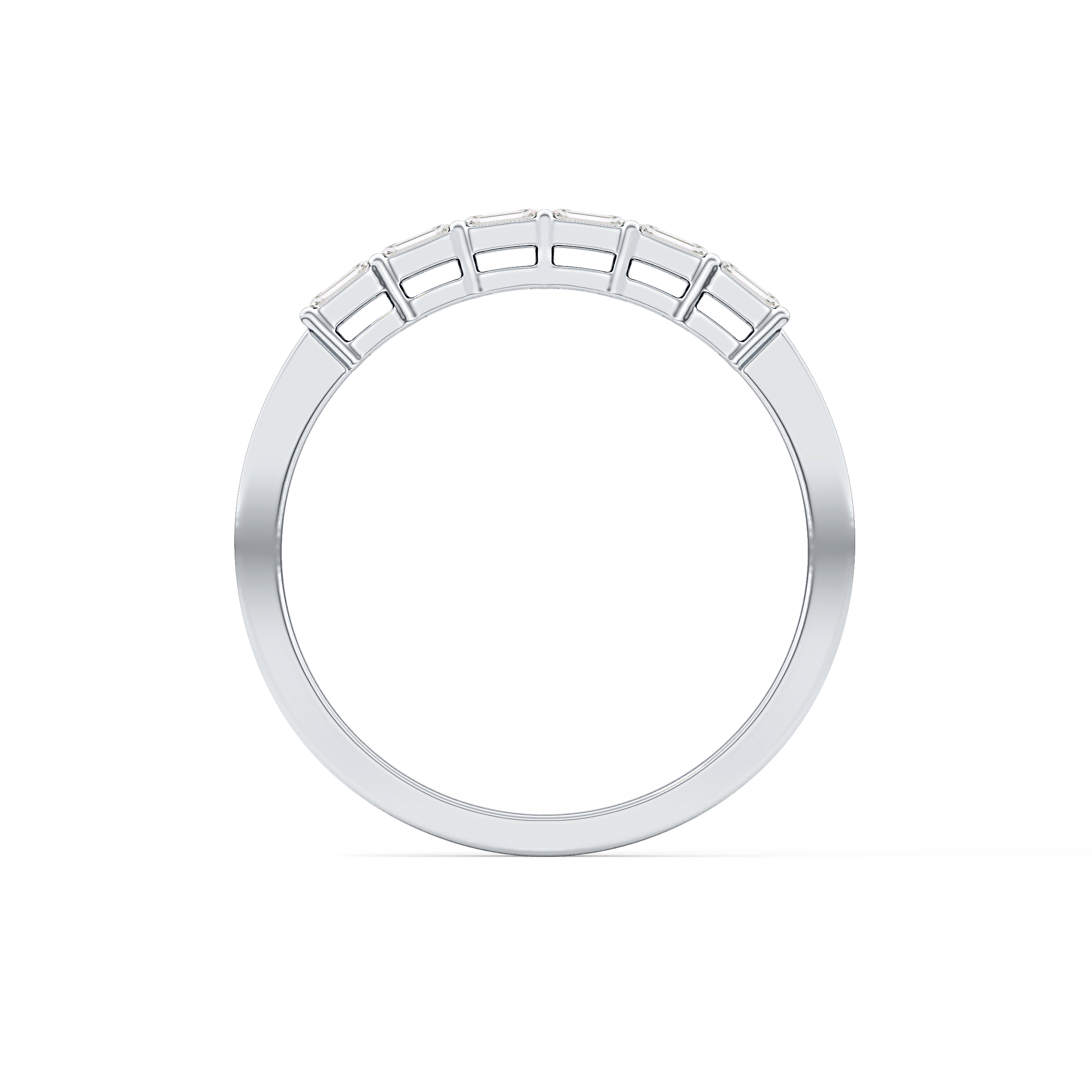 Semi Pave Wedding Band with 0.42 TCW Emerald Cut Moissanite – Yellow, White, or Rose Gold