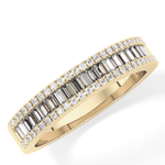 Channel Setting Wedding Band with 0.72 TCW Round & Baguette Cut Moissanite – Yellow, White, or Rose Gold