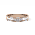 Channel Setting Wedding Band with 0.72 TCW Round & Baguette Cut Moissanite – Yellow, White, or Rose Gold