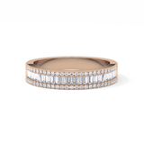Channel Setting Wedding Band with 0.72 TCW Round & Baguette Cut Moissanite – Yellow, White, or Rose Gold