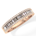 Channel Setting Wedding Band with 0.72 TCW Round & Baguette Cut Moissanite – Yellow, White, or Rose Gold