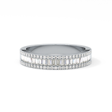 Channel Setting Wedding Band with 0.72 TCW Round & Baguette Cut Moissanite – Yellow, White, or Rose Gold