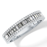 Channel Setting Wedding Band with 0.72 TCW Round & Baguette Cut Moissanite – Yellow, White, or Rose Gold