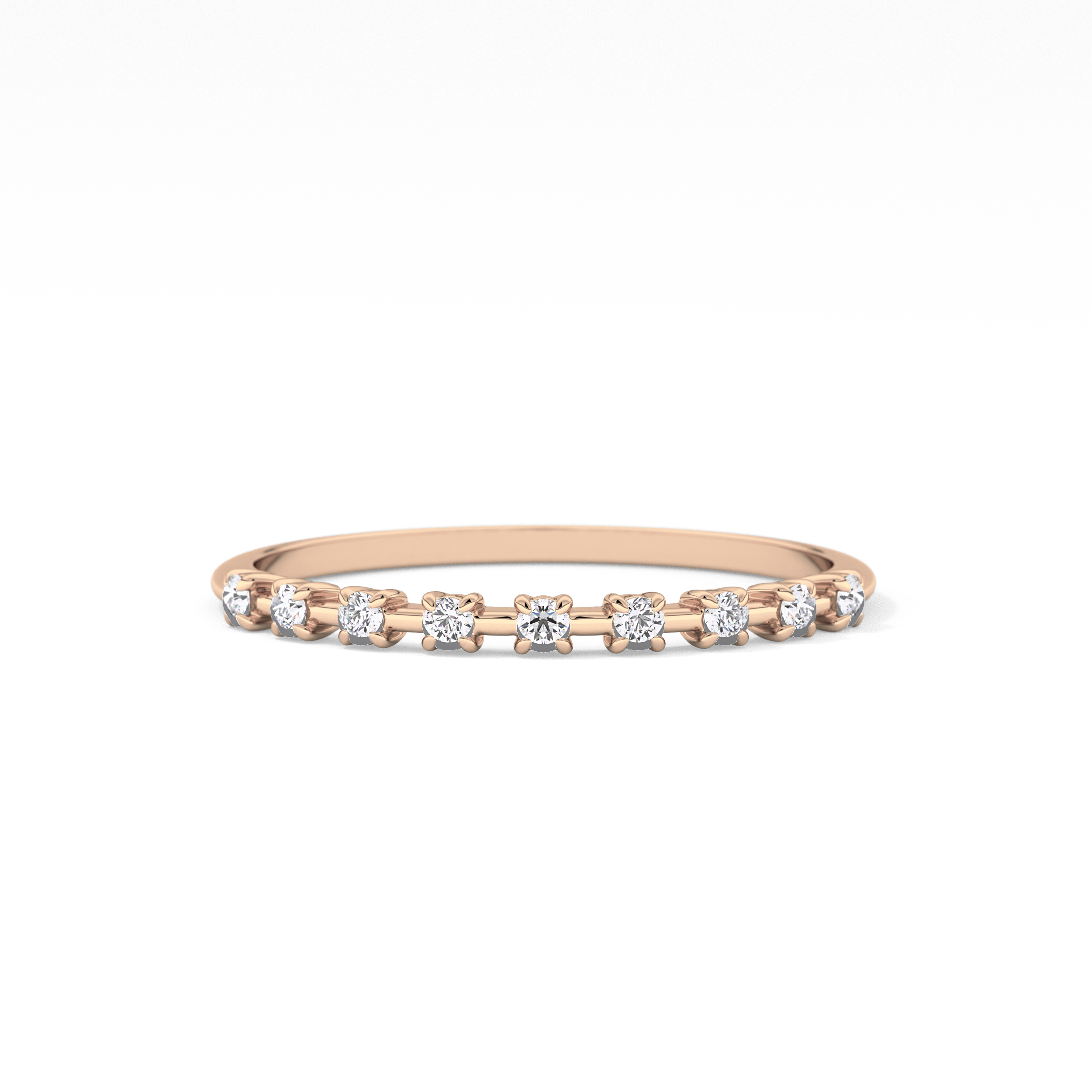 Half Eternity Wedding Band with 0.17 TCW Round Cut Moissanite – Yellow, White, or Rose Gold