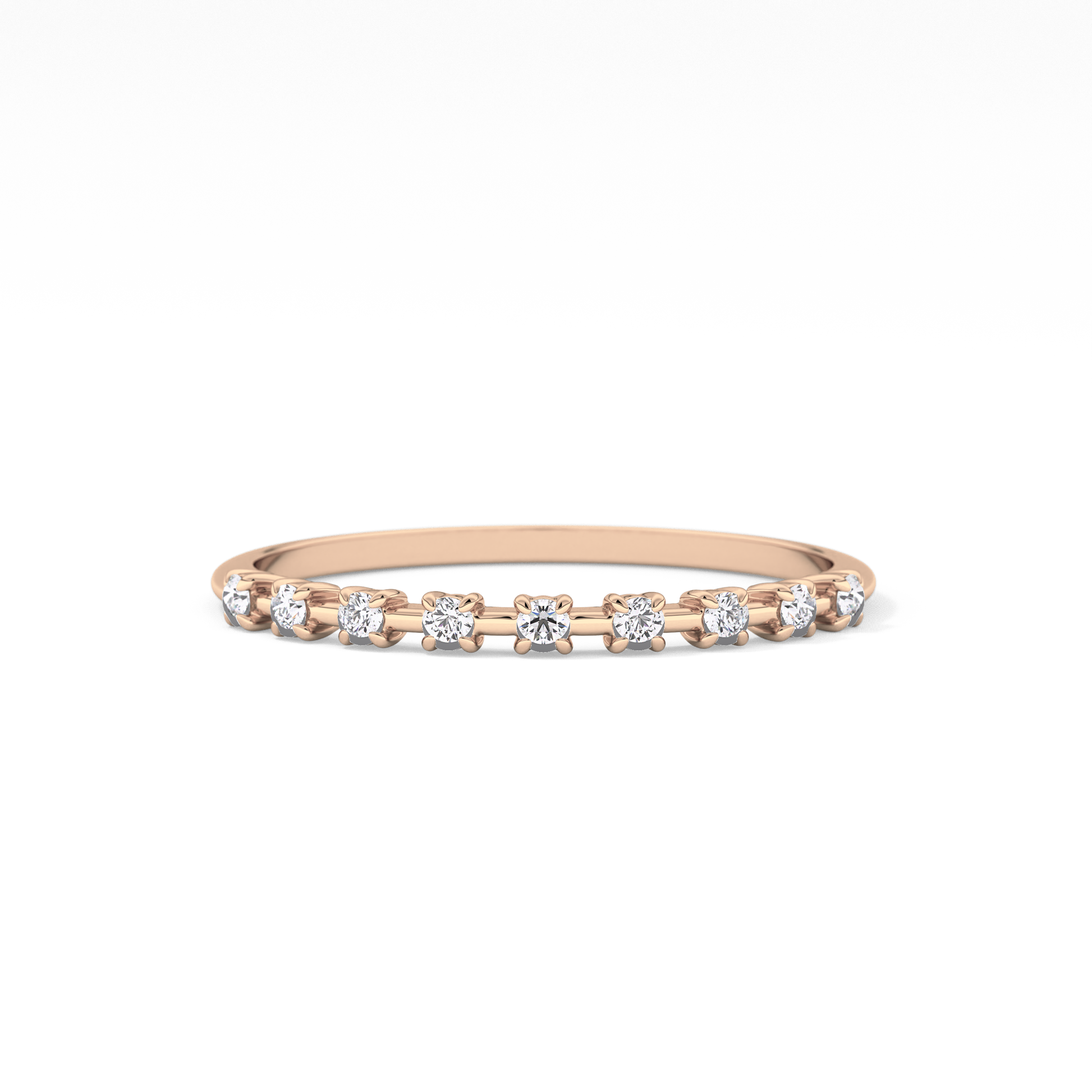 Half Eternity Wedding Band with 0.17 TCW Round Cut Moissanite – Yellow, White, or Rose Gold