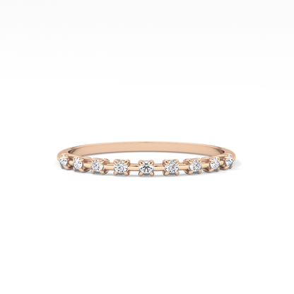 Half Eternity Wedding Band with 0.17 TCW Round Cut Moissanite – Yellow, White, or Rose Gold