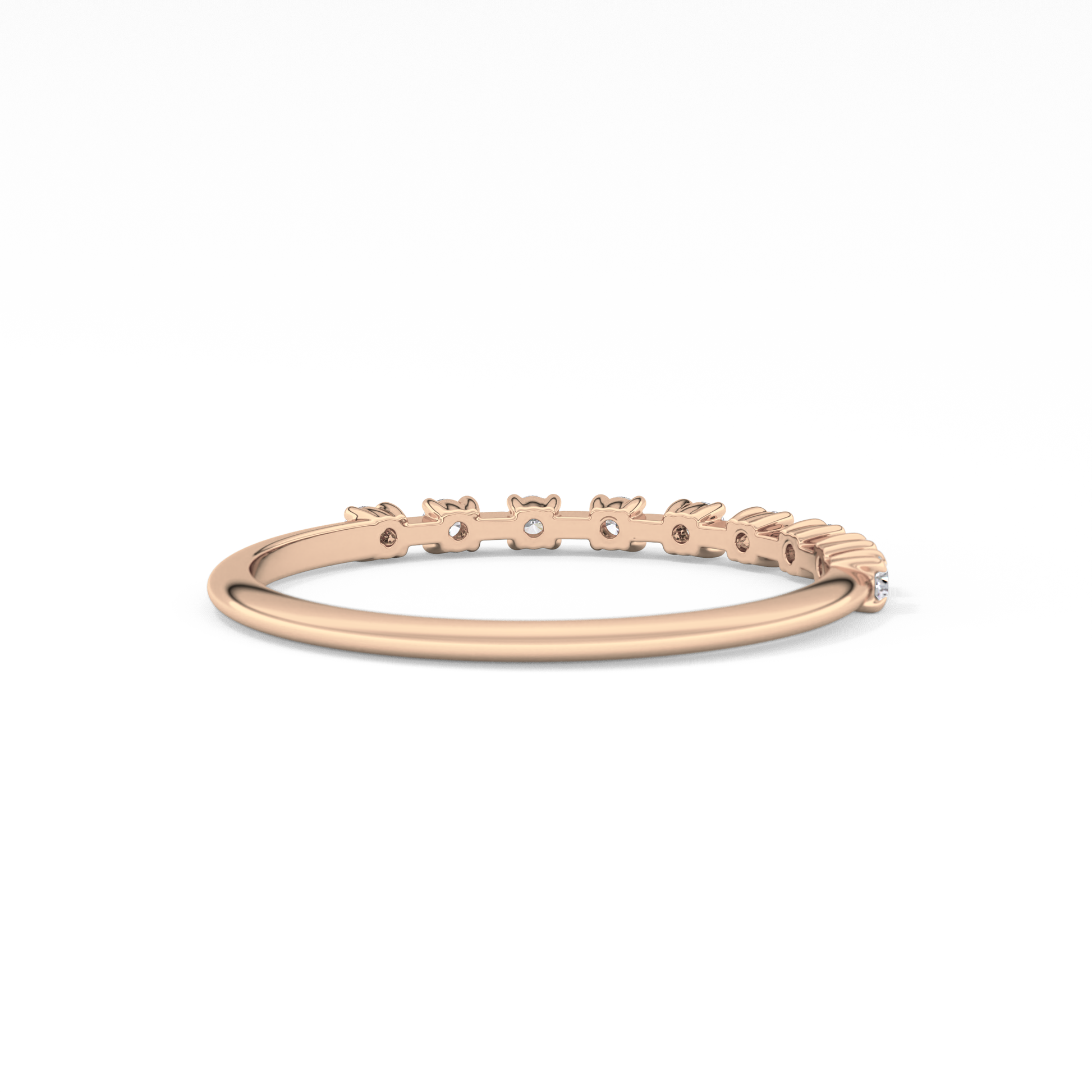 Half Eternity Wedding Band with 0.17 TCW Round Cut Moissanite – Yellow, White, or Rose Gold