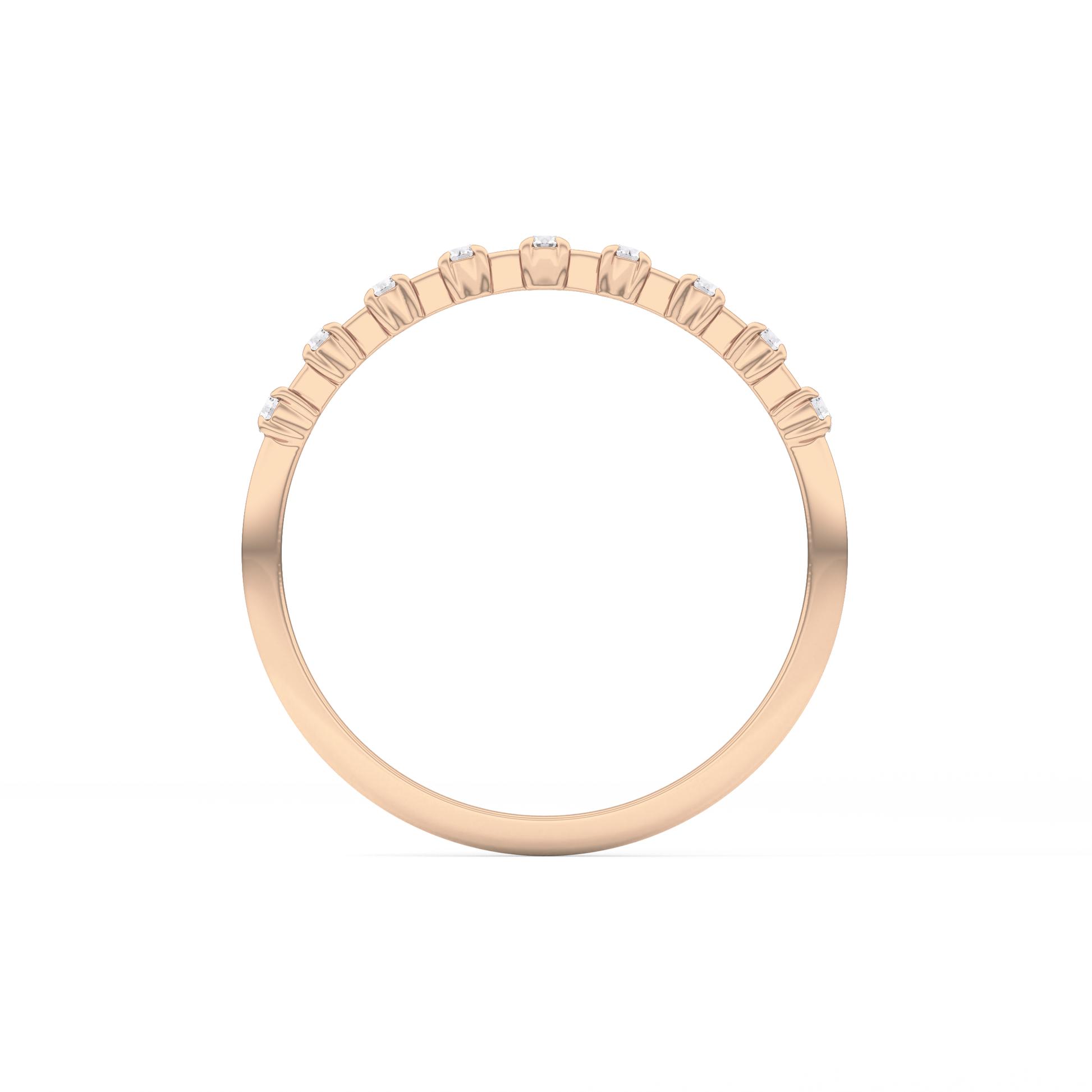 Half Eternity Wedding Band with 0.17 TCW Round Cut Moissanite – Yellow, White, or Rose Gold