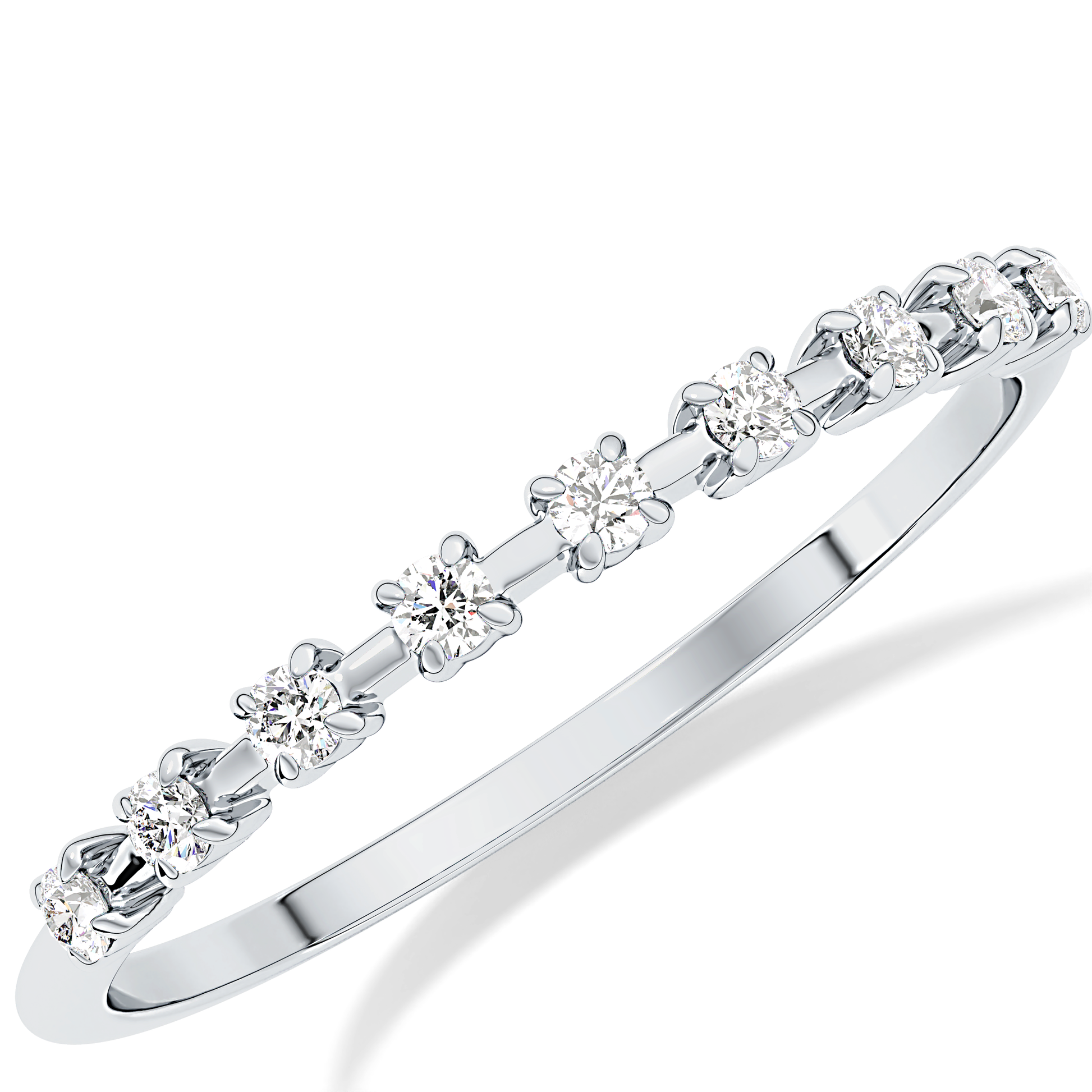 Half Eternity Wedding Band with 0.17 TCW Round Cut Moissanite – Yellow, White, or Rose Gold