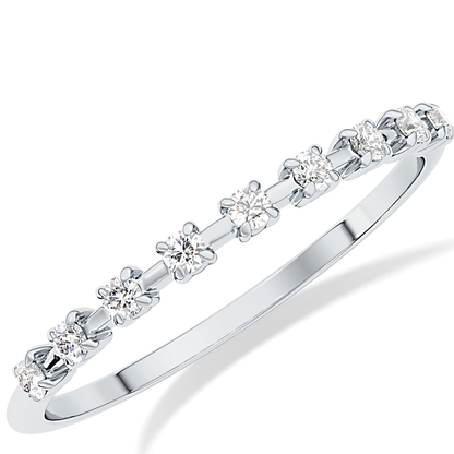 Half Eternity Wedding Band with 0.17 TCW Round Cut Moissanite – Yellow, White, or Rose Gold