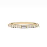 Half Eternity Wedding Band with 0.36 TCW Round and Baguette Cut Moissanite – Yellow, White, or Rose Gold