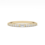 Half Eternity Wedding Band with 0.36 TCW Round and Baguette Cut Moissanite – Yellow, White, or Rose Gold