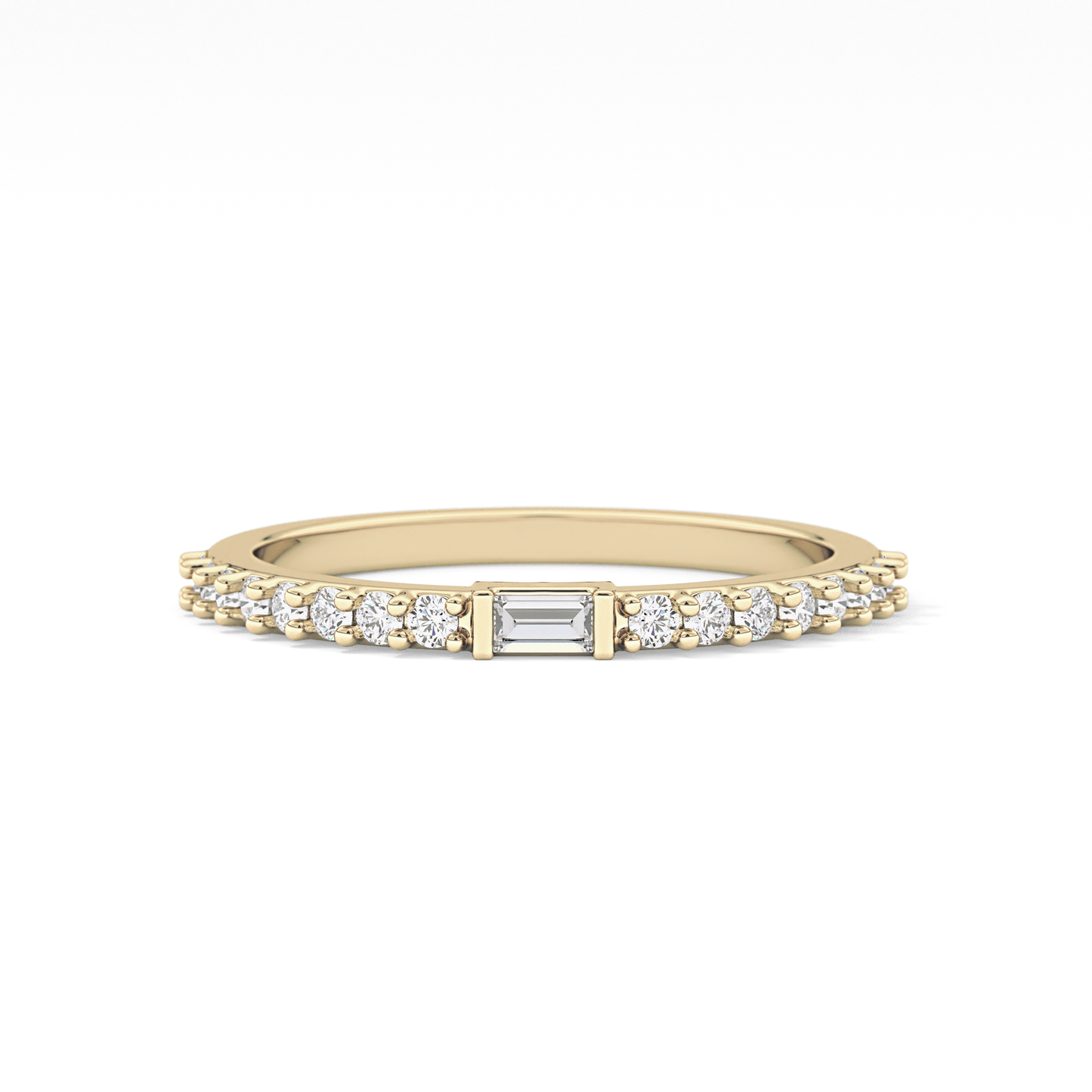 Half Eternity Wedding Band with 0.36 TCW Round and Baguette Cut Moissanite – Yellow, White, or Rose Gold