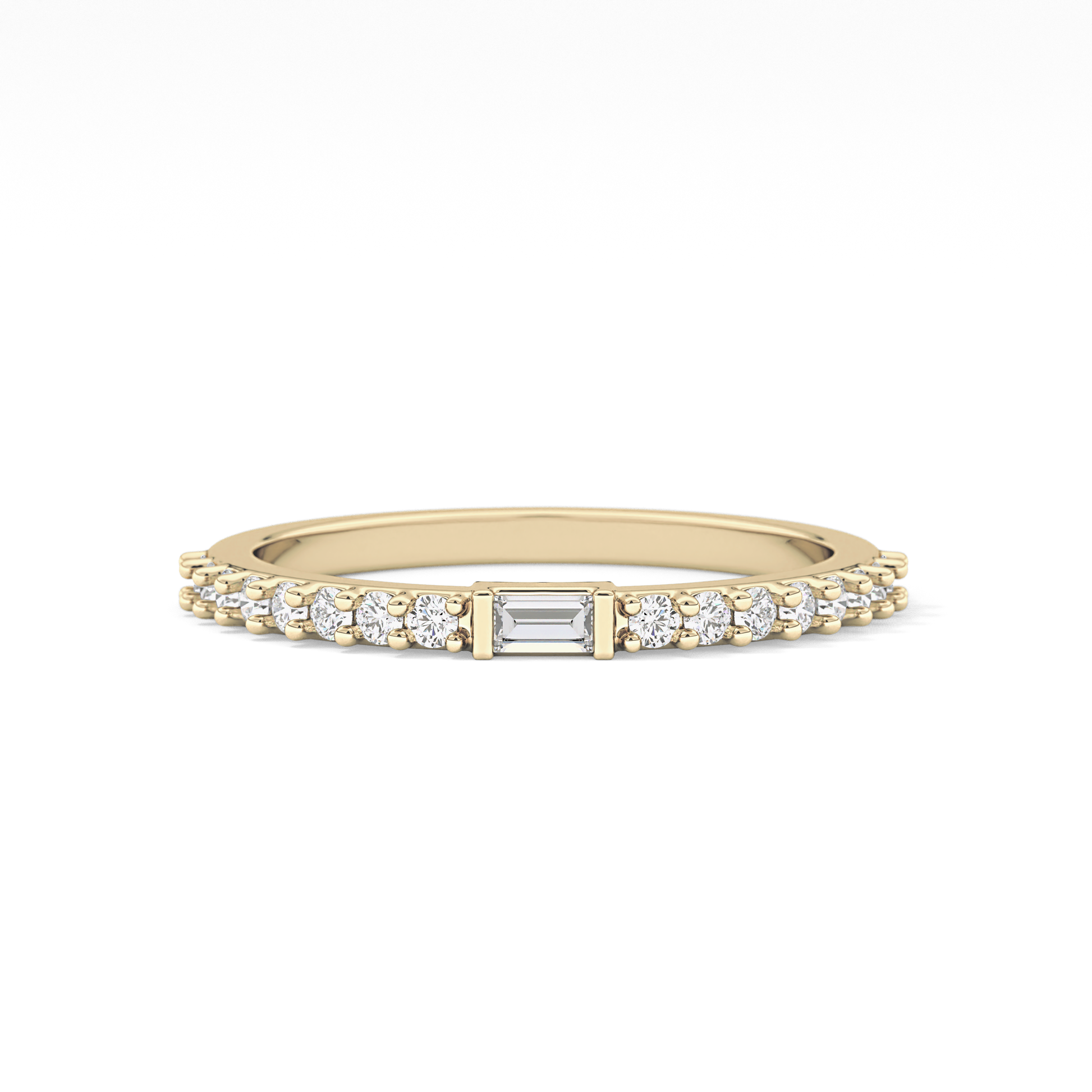 Half Eternity Wedding Band with 0.36 TCW Round and Baguette Cut Moissanite – Yellow, White, or Rose Gold