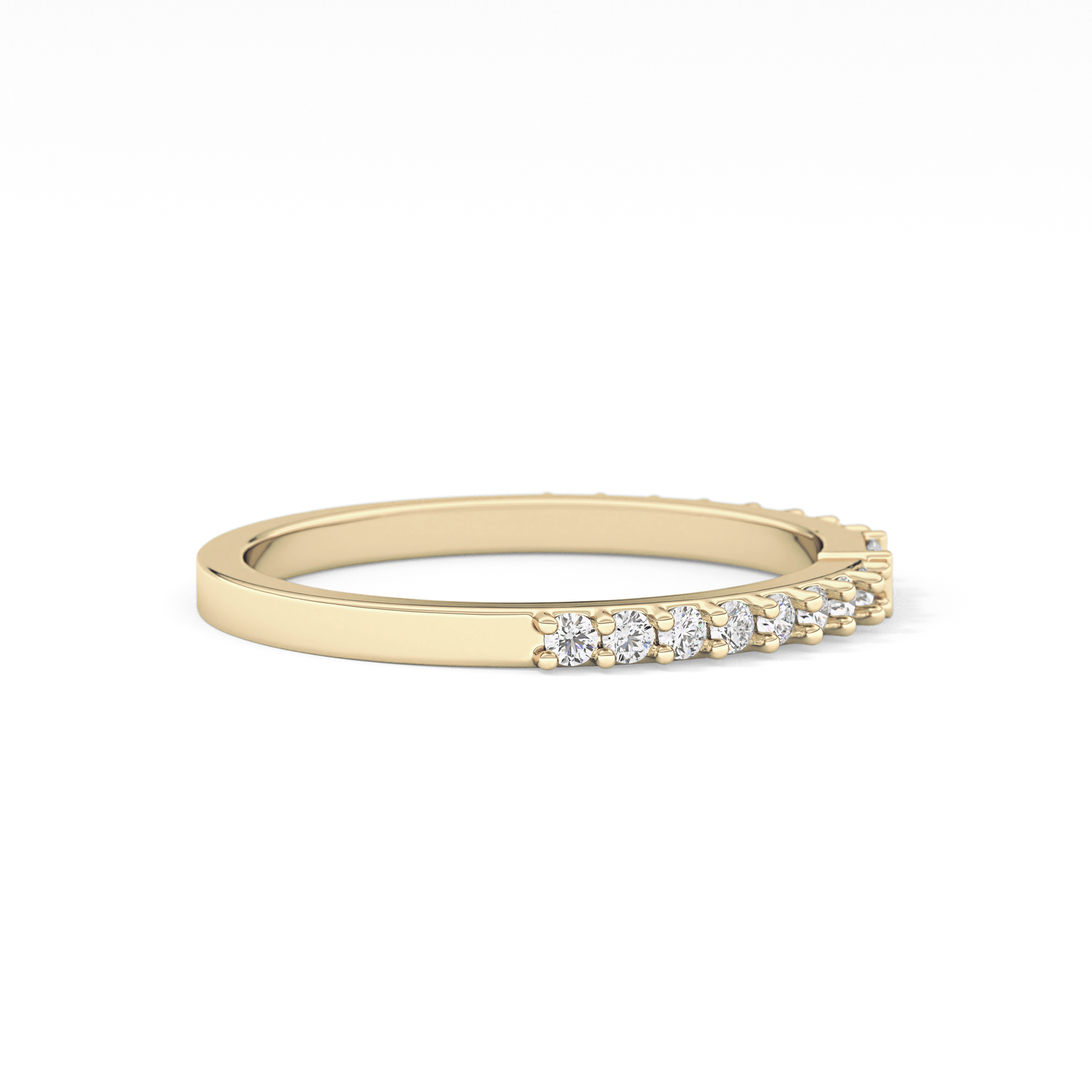 Half Eternity Wedding Band with 0.36 TCW Round and Baguette Cut Moissanite – Yellow, White, or Rose Gold