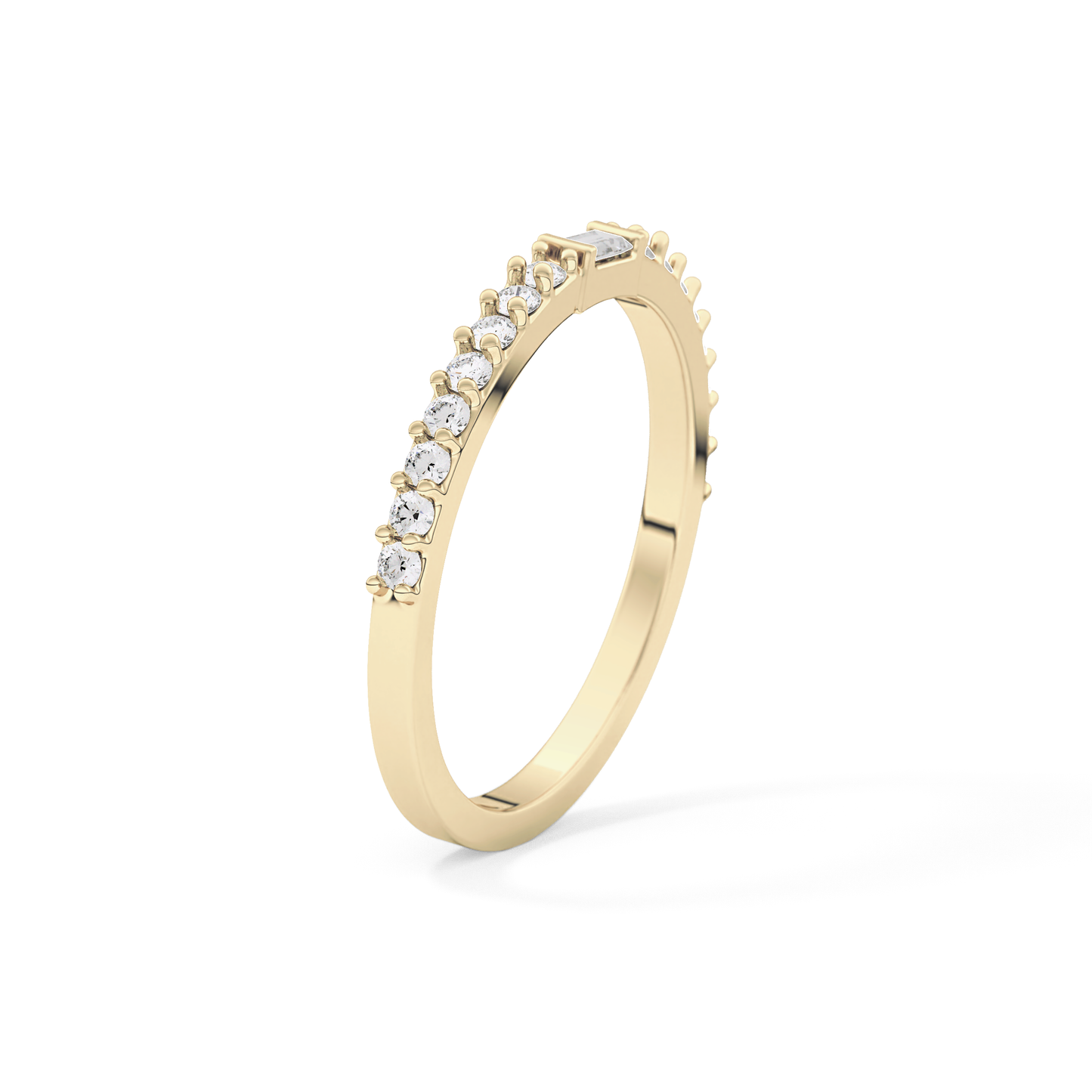 Half Eternity Wedding Band with 0.36 TCW Round and Baguette Cut Moissanite – Yellow, White, or Rose Gold