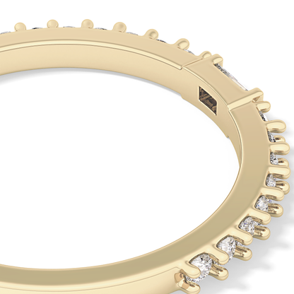 Half Eternity Wedding Band with 0.36 TCW Round and Baguette Cut Moissanite – Yellow, White, or Rose Gold