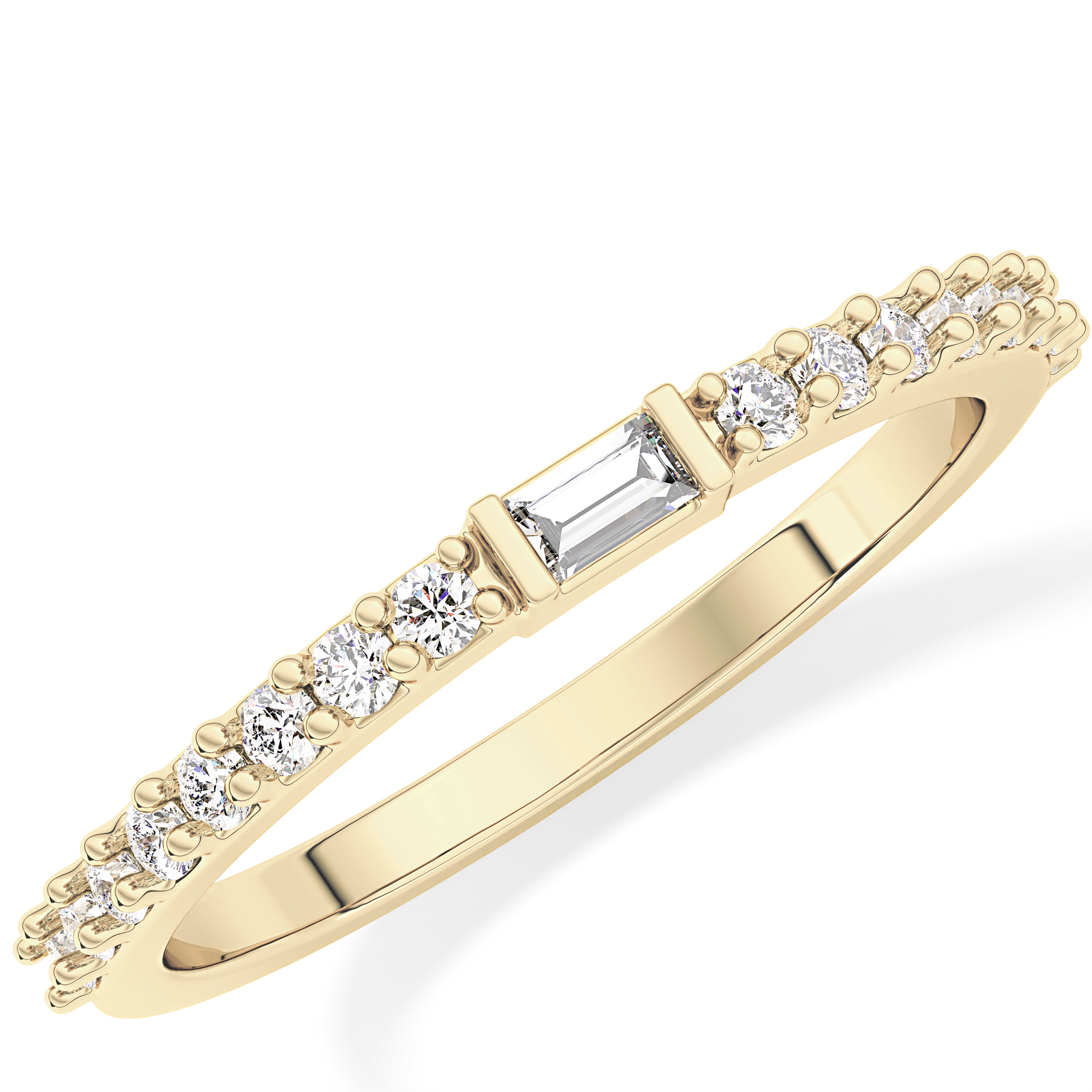 Half Eternity Wedding Band with 0.36 TCW Round and Baguette Cut Moissanite – Yellow, White, or Rose Gold