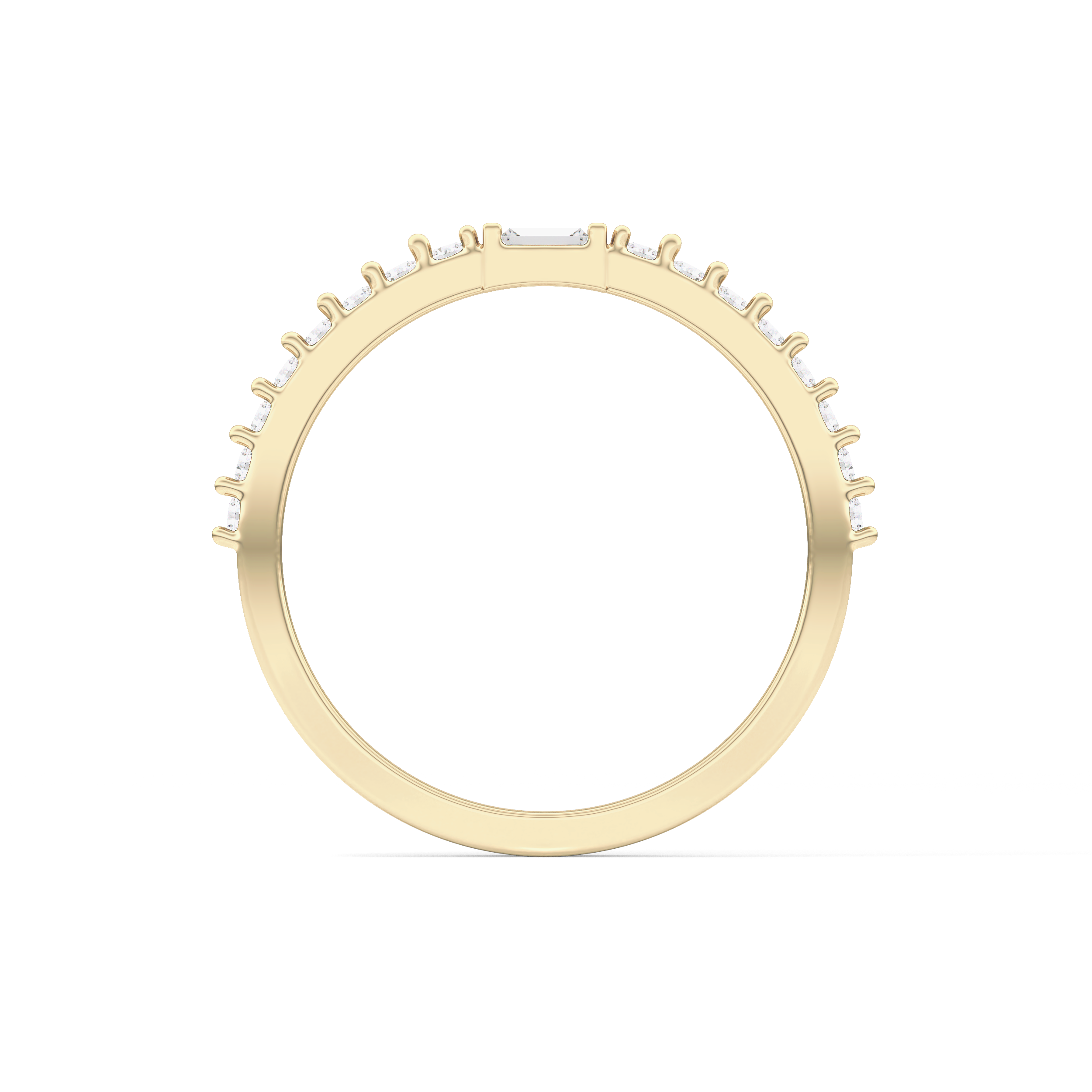 Half Eternity Wedding Band with 0.36 TCW Round and Baguette Cut Moissanite – Yellow, White, or Rose Gold