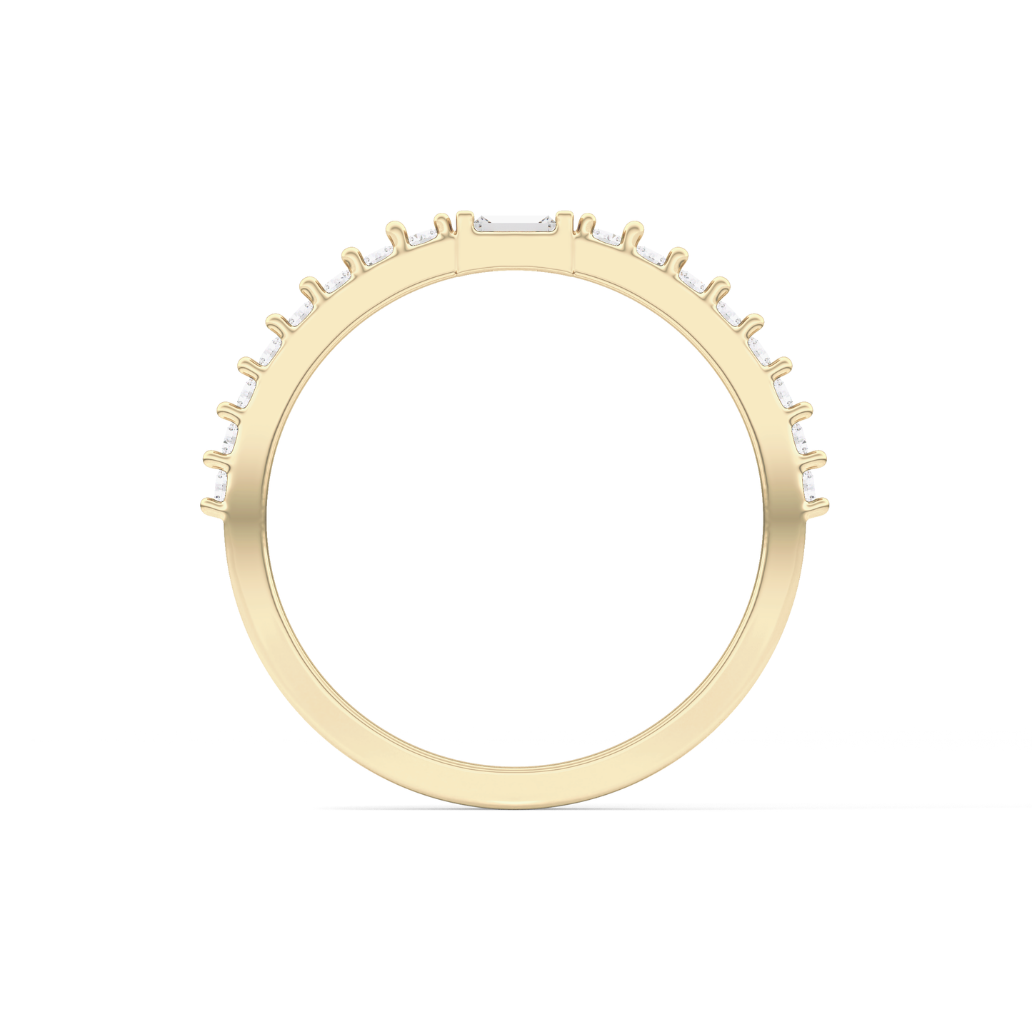 Half Eternity Wedding Band with 0.36 TCW Round and Baguette Cut Moissanite – Yellow, White, or Rose Gold