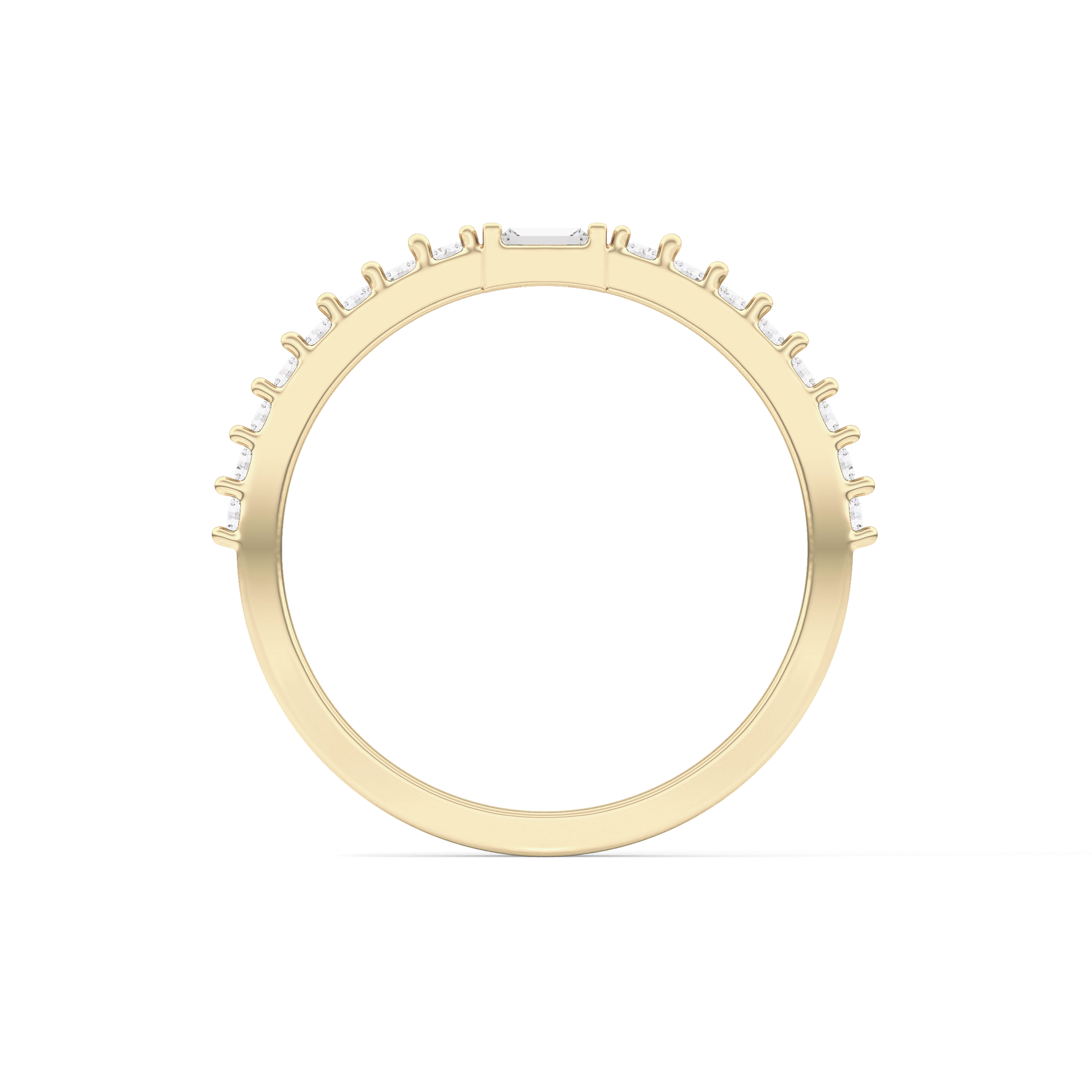 Half Eternity Wedding Band with 0.36 TCW Round and Baguette Cut Moissanite – Yellow, White, or Rose Gold