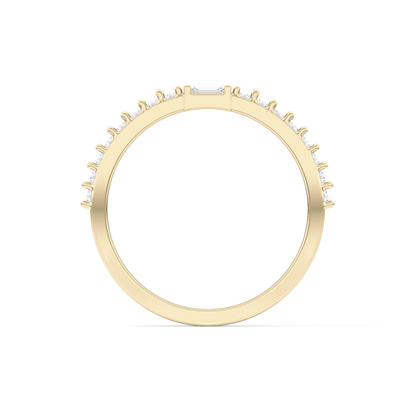 Half Eternity Wedding Band with 0.36 TCW Round and Baguette Cut Moissanite – Yellow, White, or Rose Gold